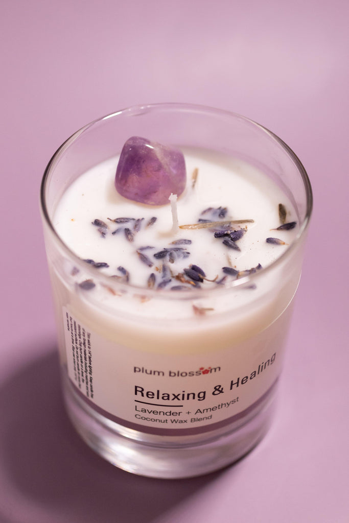 AMETHYST COCONUT WAX INTENTION CANDLE - Plum Blossom Apothecary