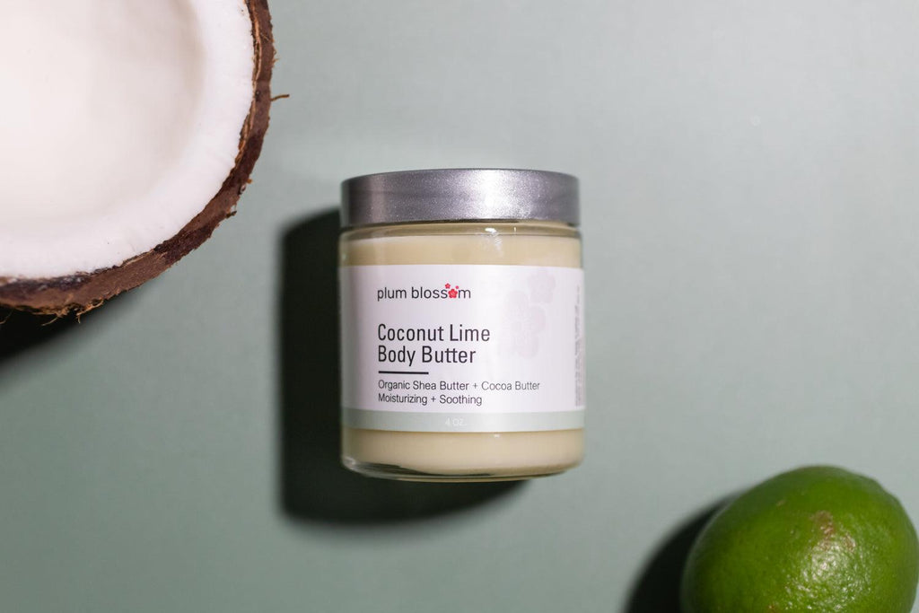 COCONUT LIME BODY BUTTER Organic Shea & Cocoa - Plum Blossom Apothecary