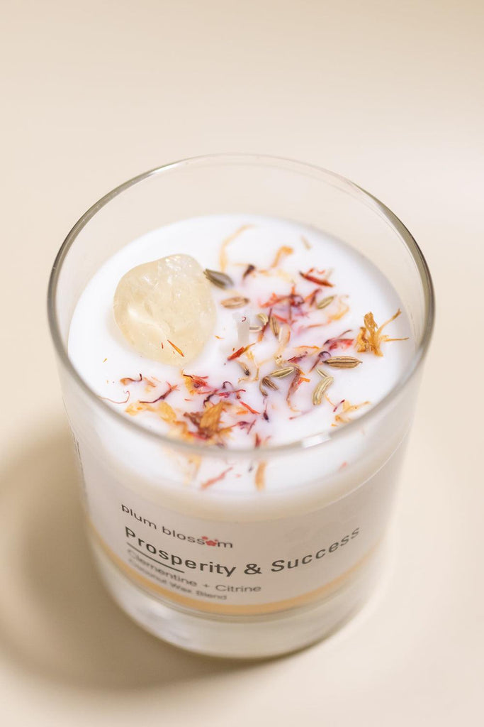 CITRINE COCONUT WAX INTENTION CANDLE - Plum Blossom Apothecary